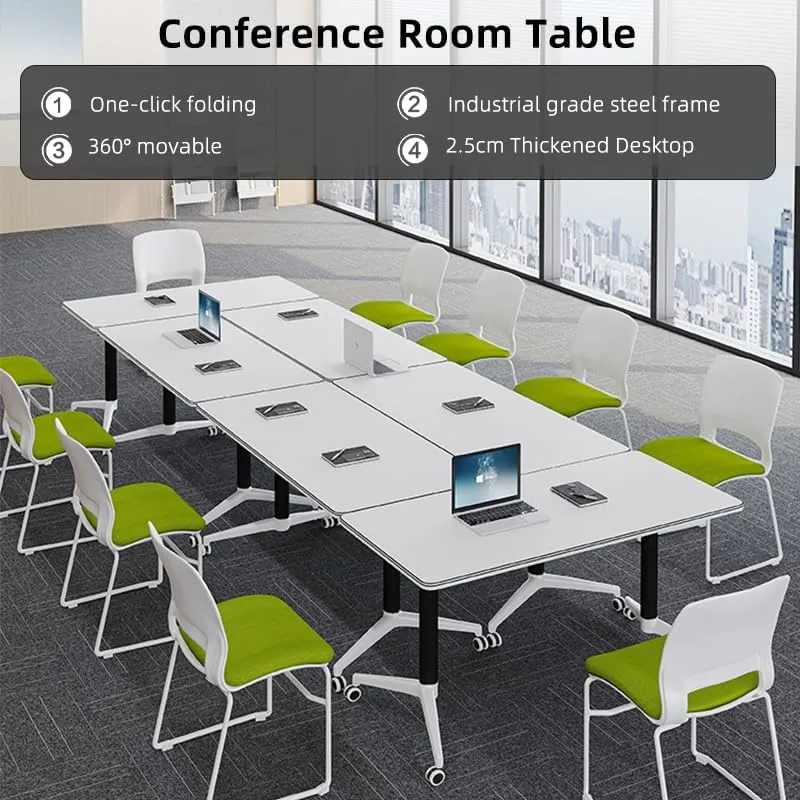 Conference Table, Folding Conference Room Tables with Flip-Top Design, Mobile Seminars Dynamic Meetings Training Tables for Offices, Classrooms, and Meeting Room (Gray, 55.1×23.6×29.5in)