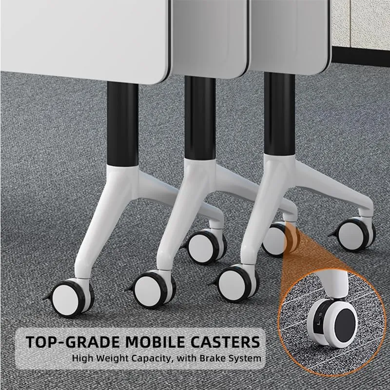 Conference Table, Folding Conference Room Tables with Flip-Top Design, Mobile Seminars Dynamic Meetings Training Tables for Offices, Classrooms, and Meeting Room (Gray, 55.1×23.6×29.5in)