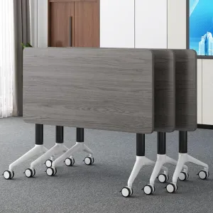 Conference Table, Folding Conference Room Tables with Flip-Top Design, Mobile Seminars Dynamic Meetings Training Tables for Offices, Classrooms, and Meeting Room (Gray, 55.1×23.6×29.5in)