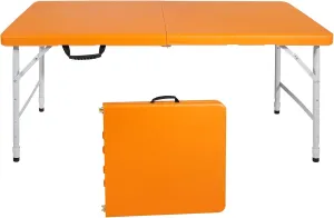 Convenient Outdoor Enjoyment with Portable Folding Table, Easy-Clean Waterproof Top, Durable Steel and Plastic, Orange