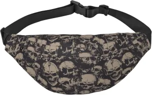 Cool Retro Skull Graphics Fanny Pack for Man Women Waist Bag Adjustable Belt Casual Chest Bag Bum Bags for Travel Sports Running Hiking Waist Packs