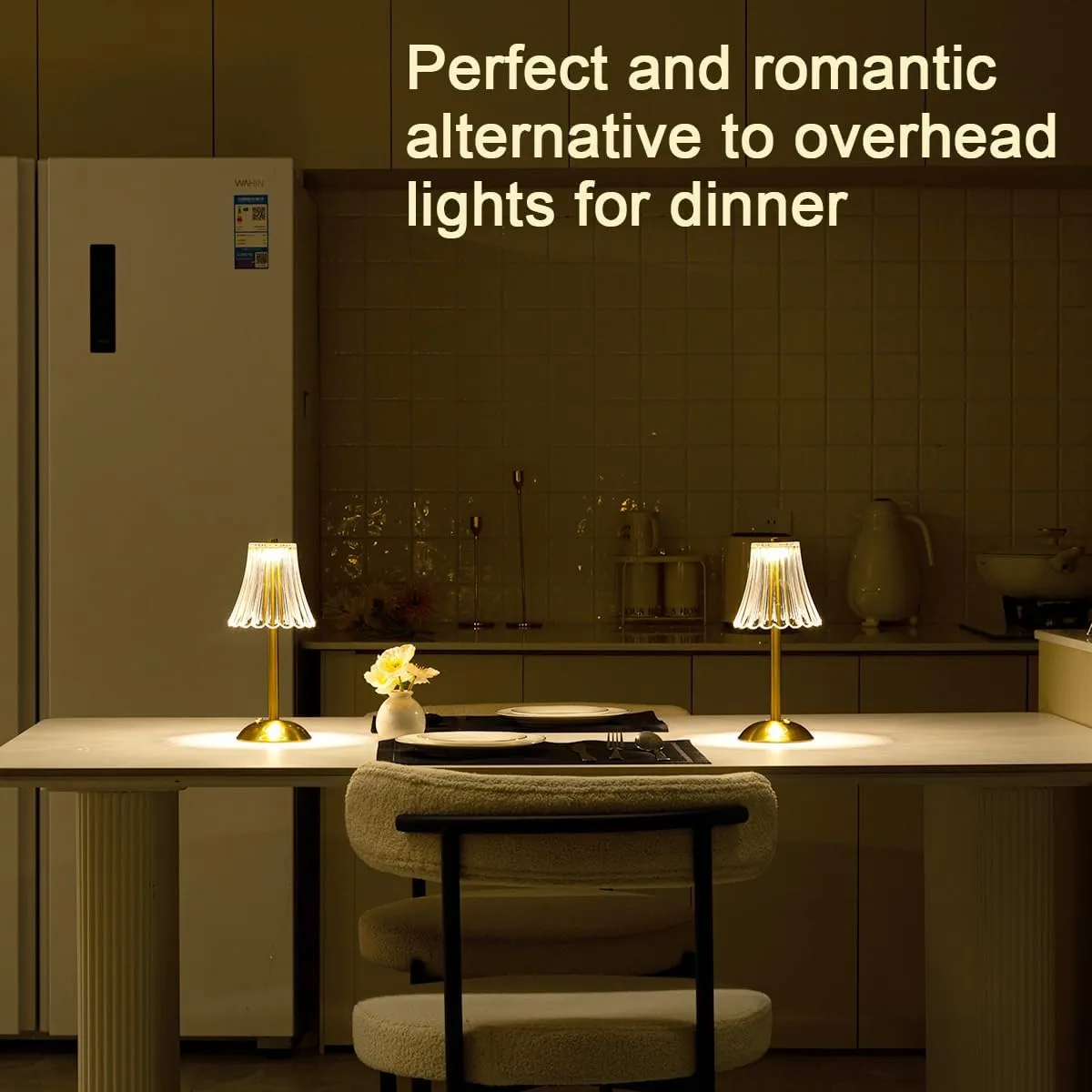 Cordless Table Lamps for Home,Table,Dining Room, Gold Rechargeable Lamps, USB Charge 12'' Tall LED Brass Portable Outdoor Indoor Table Lamp with Built-in Dimmer (Pack2 Gold Flower Lamp)