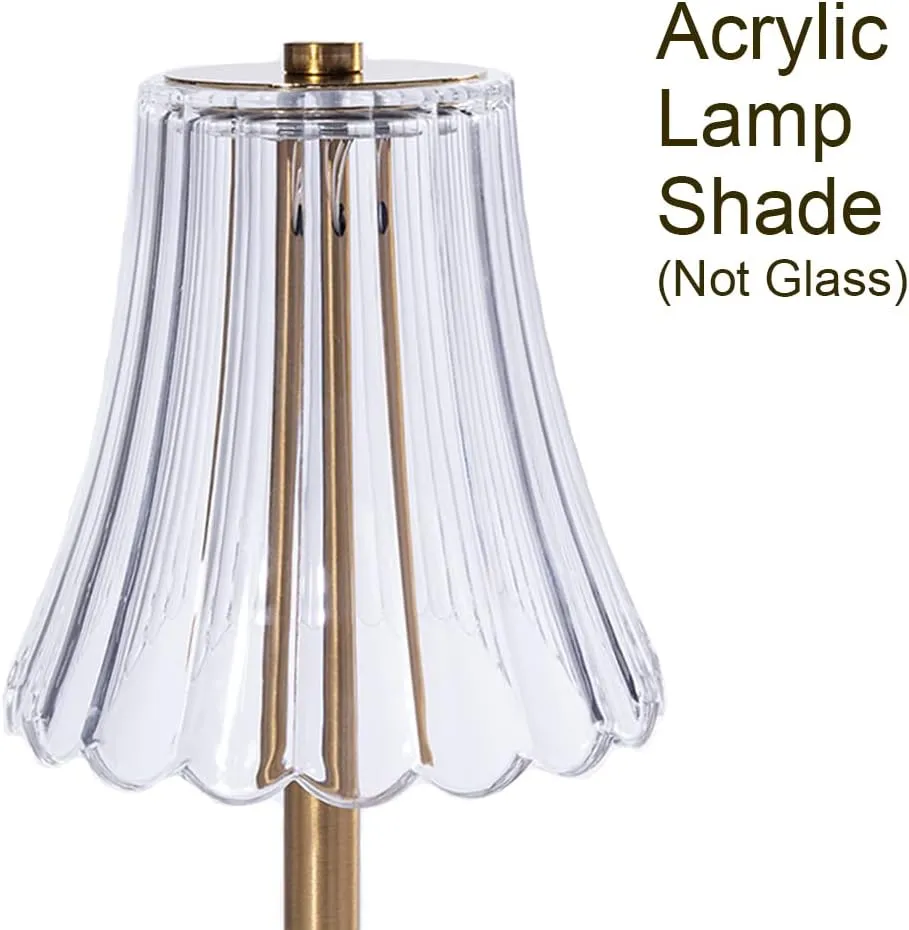 Cordless Table Lamps for Home,Table,Dining Room, Gold Rechargeable Lamps, USB Charge 12'' Tall LED Brass Portable Outdoor Indoor Table Lamp with Built-in Dimmer (Pack2 Gold Flower Lamp)