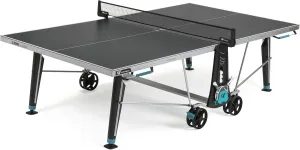 CORNILLEAU - 400X Outdoor Table Tennis Table - 5mm Weatherproof Surface, Anti-Glare Coating, Adjustable Legs, Paddle & Ball Storage, Foldable Design, Point Counters - 5 mm Blue or Grey