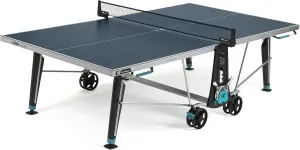 CORNILLEAU - 400X Outdoor Table Tennis Table - 5mm Weatherproof Surface, Anti-Glare Coating, Adjustable Legs, Paddle & Ball Storage, Foldable Design, Point Counters - 5 mm Blue or Grey