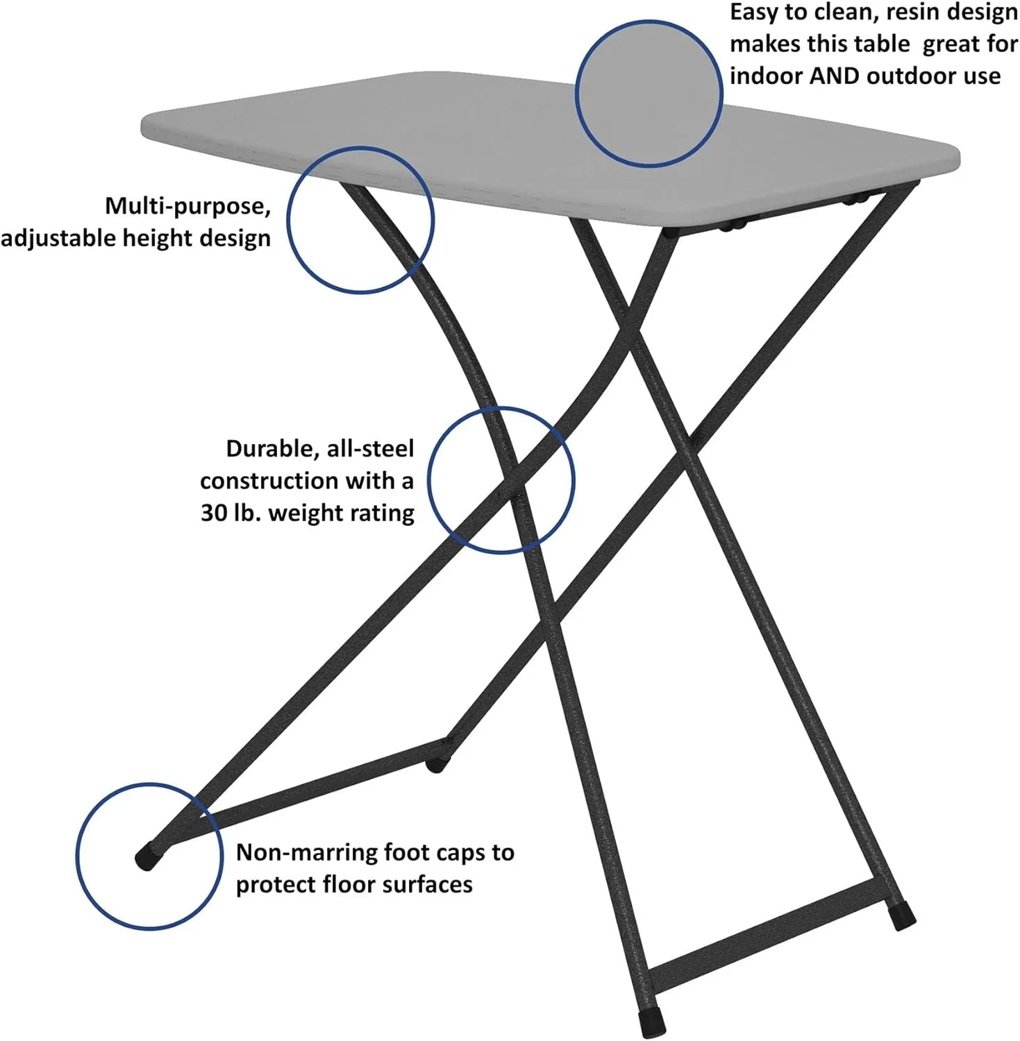 COSCO Folding Activity Tables, 2-Pack - Versatile Indoor/Outdoor Furniture Set with Adjustable Height, Easy-to-Clean Resin Surface, Steel Frame Construction