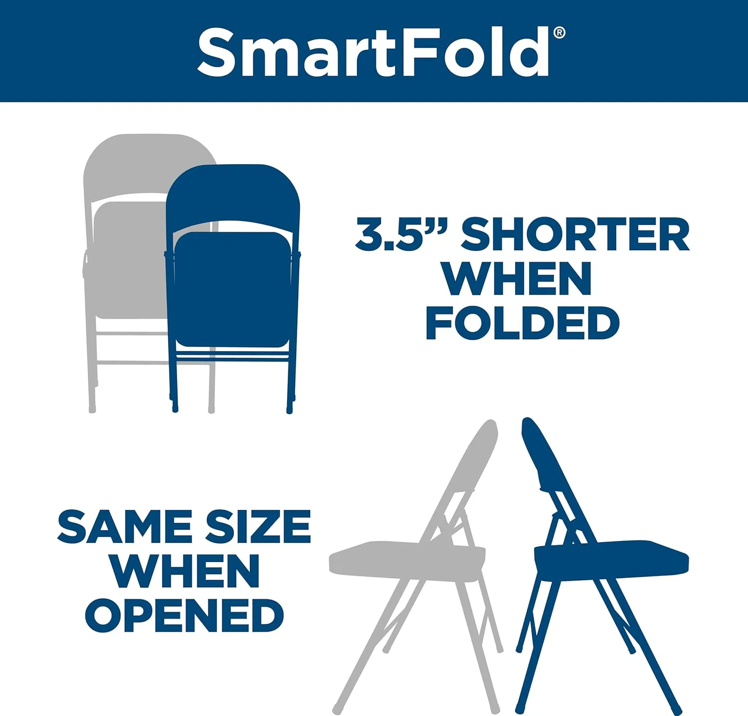 COSCO SmartFold® Fabric Folding Chair, 4-Pack, Gray