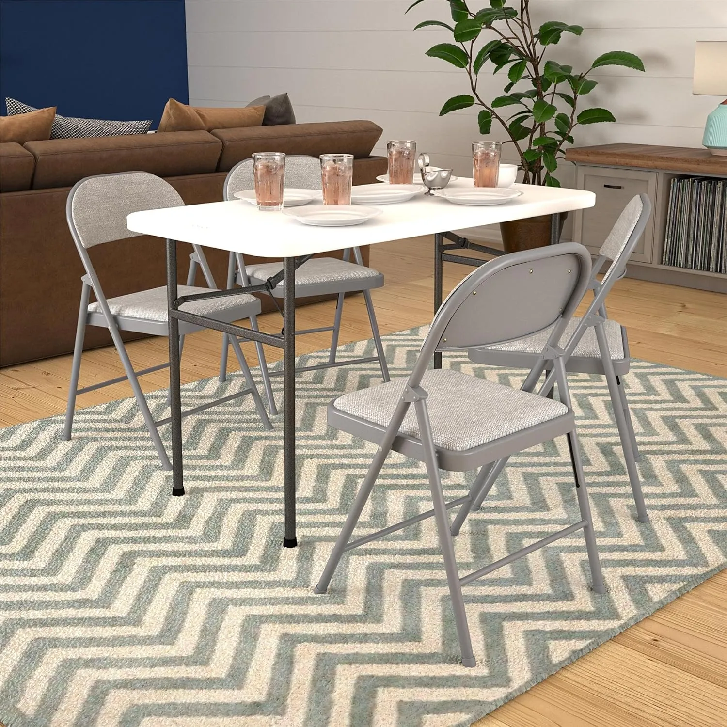 COSCO SmartFold® Fabric Folding Chair, 4-Pack, Gray