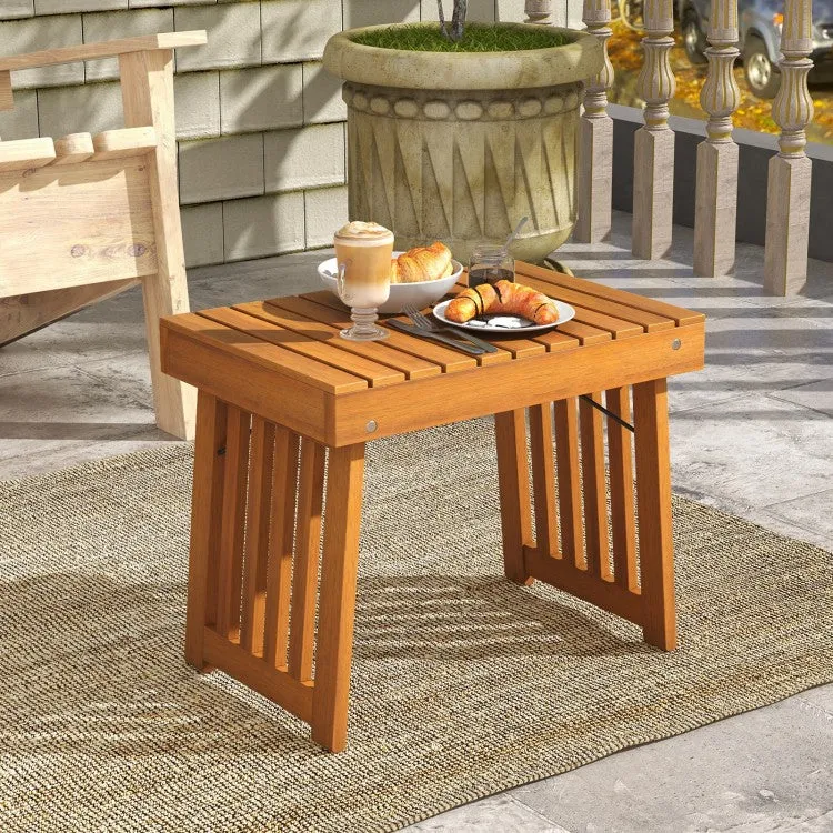 Costway Folding Wooden Side Table Coffee Table - Suitable for Patio and Backyard