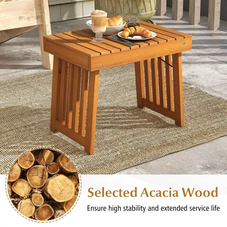 Costway Folding Wooden Side Table Coffee Table - Suitable for Patio and Backyard