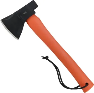 CRKT Chogan Hatchet: Outdoor Camping Axe with Hammer Poll, Forged Carbon Steel Head, Orange Glass Reinforced Nylon Handle 2727