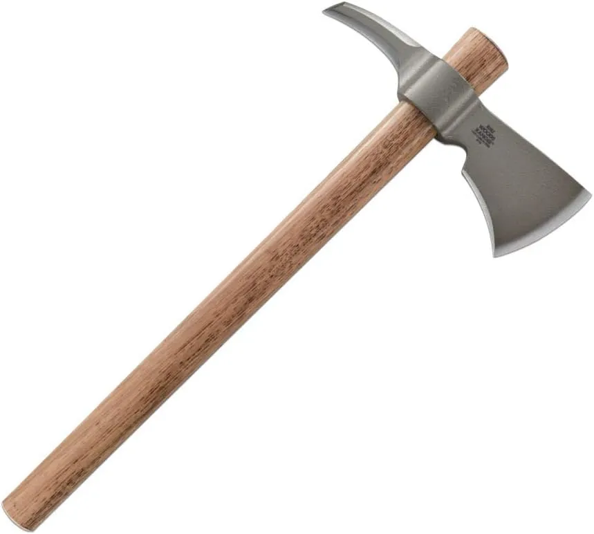 CRKT Woods Kangee Tomahawk Axe: RMJ T-Hawk Lightweight Outdoor Camping Axe with Spike, Forged Carbon Steel Blade and Hickory Wooden Handle 2735
