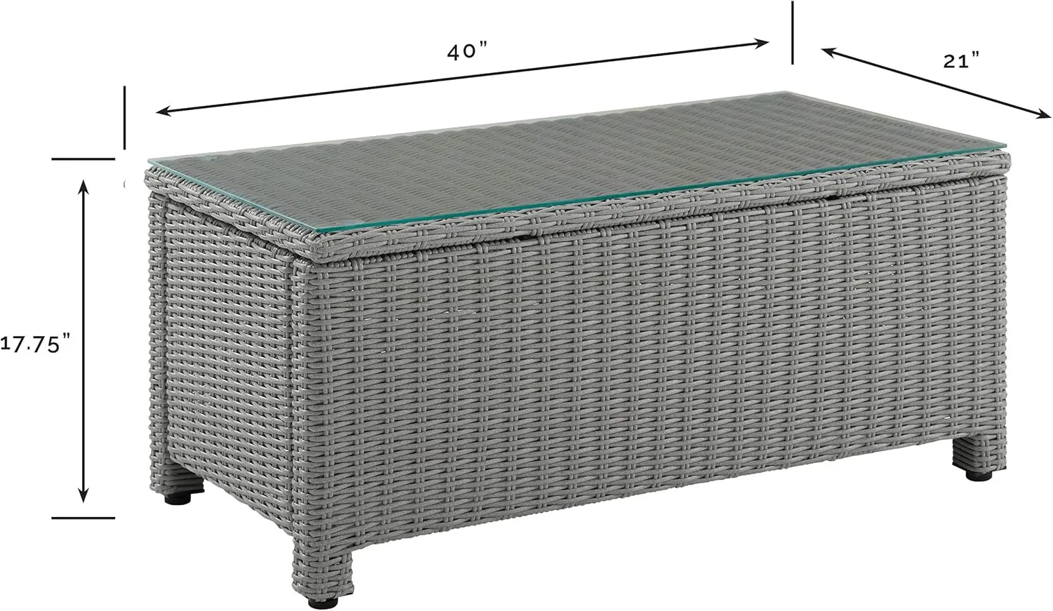 Crosley Furniture Bradenton All Weather Rattan Wicker Outdoor Coffee Table for Patio, Deck, Porch, Gray