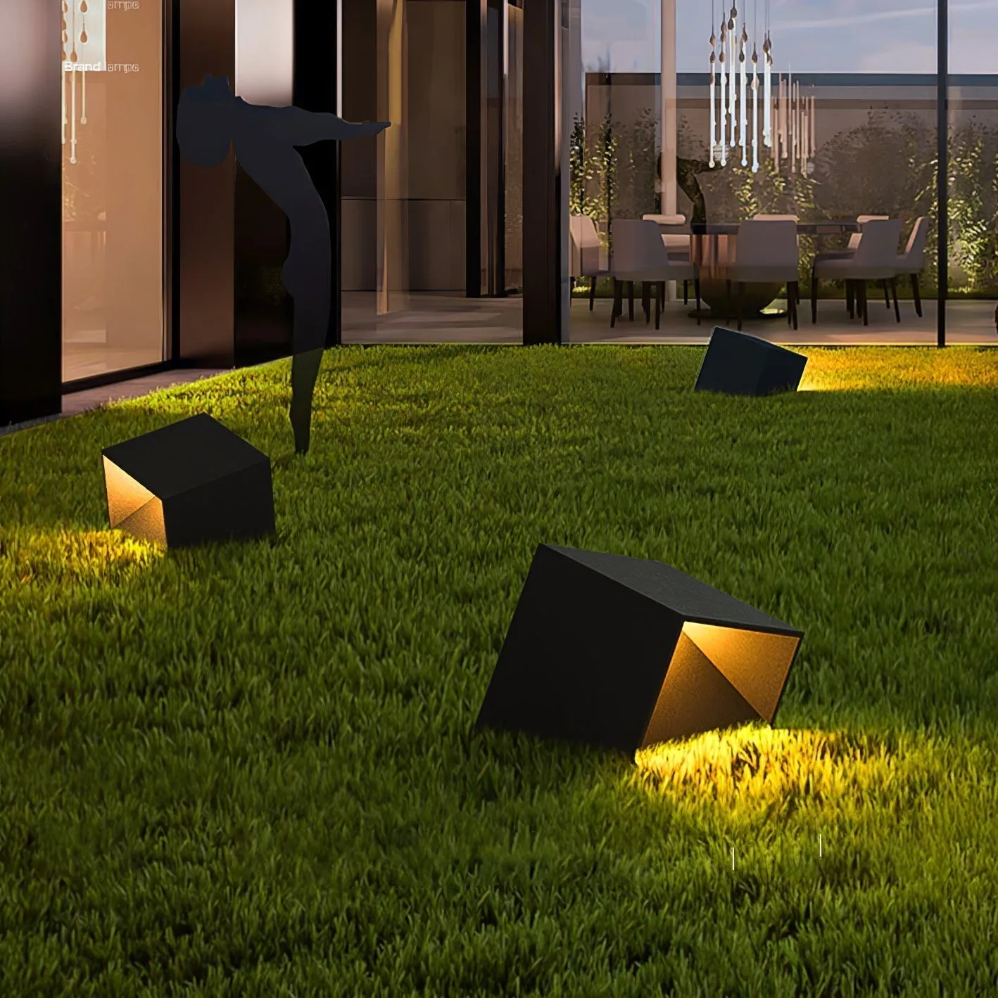 Cube Garden Solar Light – Modern Outdoor LED Lantern with Remote Control