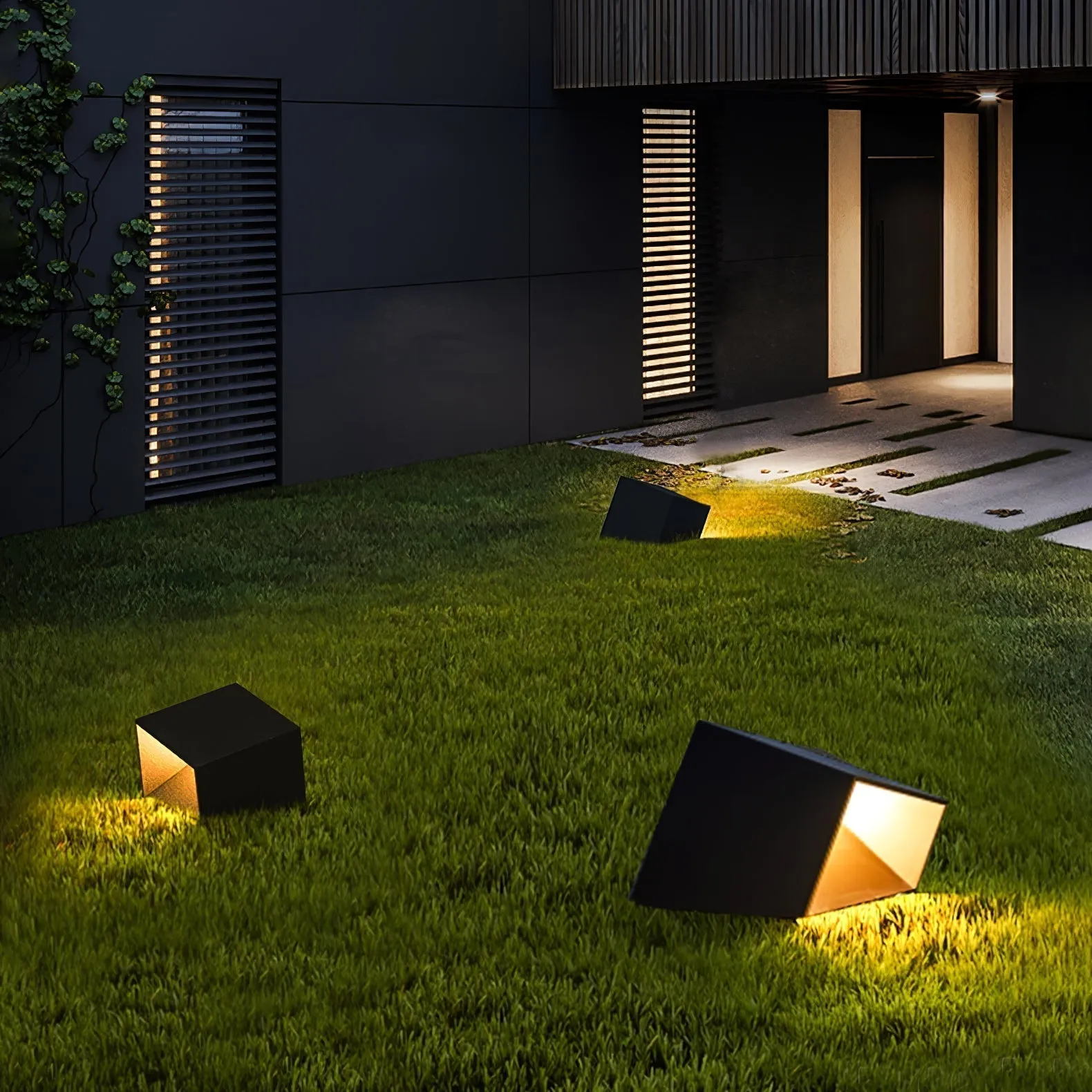 Cube Garden Solar Light – Modern Outdoor LED Lantern with Remote Control