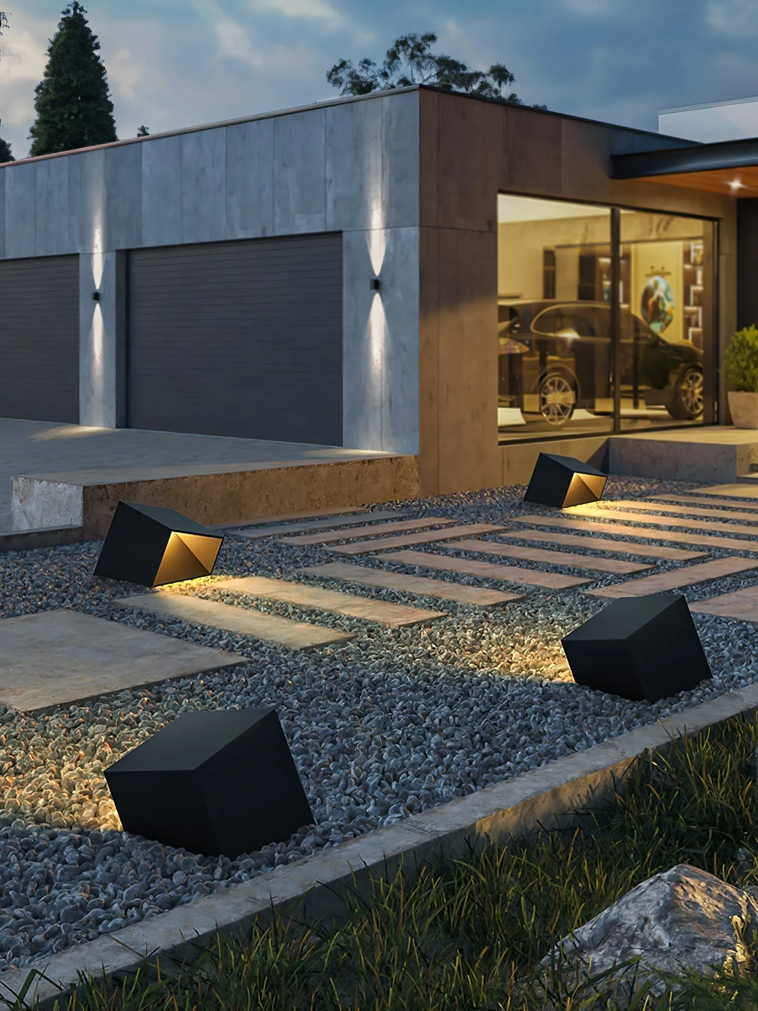 Cube Garden Solar Light – Modern Outdoor LED Lantern with Remote Control