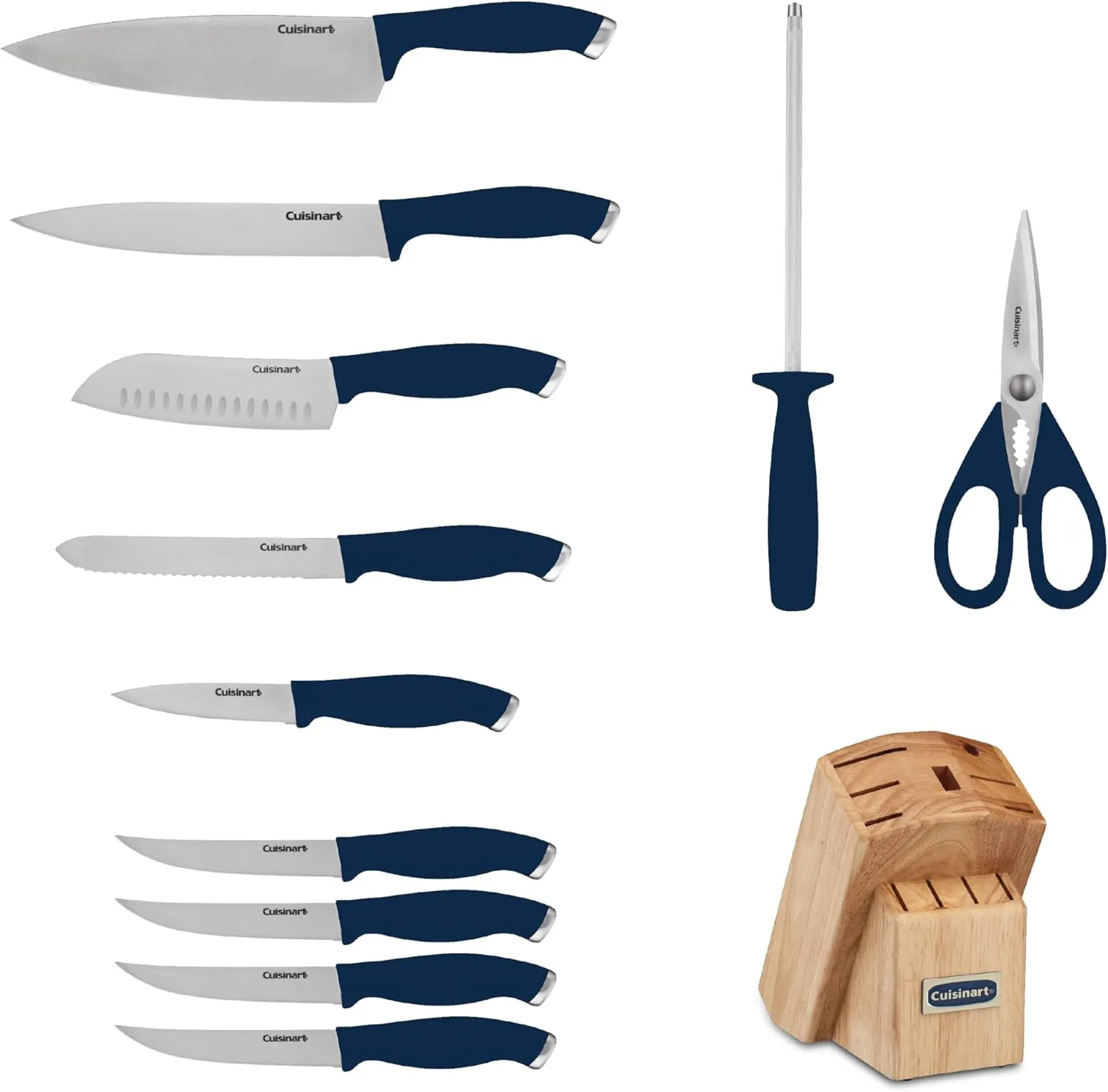 Cuisinart C77SSN-12P Color Pro Collection 12 Piece Knife Block Set, Navy