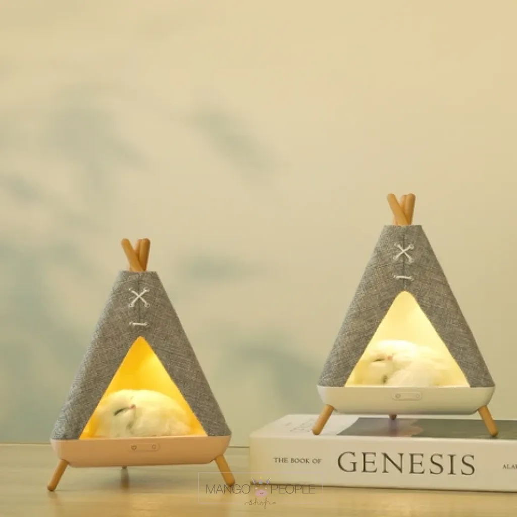 CUTE CAT TENT HOUSE NIGHT LAMP WITH  BLUETOOTH SPEAKER