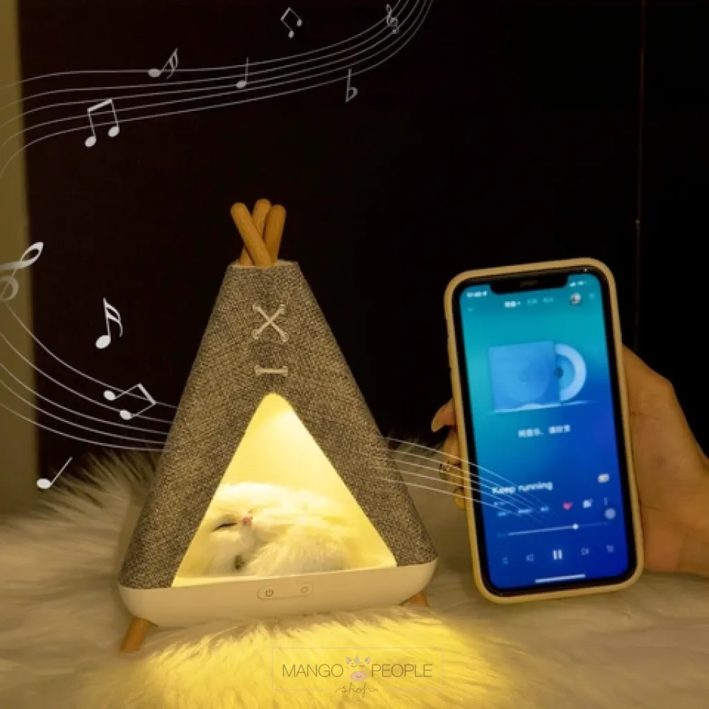 CUTE CAT TENT HOUSE NIGHT LAMP WITH  BLUETOOTH SPEAKER
