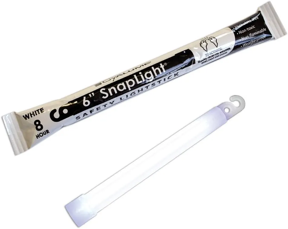 Cyalume White Emergency Glow Sticks - Premium 6” SnapLight Survival Glow Sticks with 8 Hour Duration for Use as Emergency Flares and Hiking Safety Gear (Bulk Pack of 30 Safety Glow Sticks)
