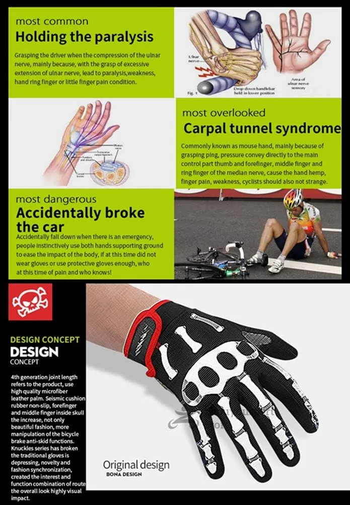 Cycling Gloves Mountain Bike Bicycle Gloves - Breathable Gel Pad Shock-Absorbing Anti-Slip MTB DH Road Racing Full Finger Gloves for Men Women Youth