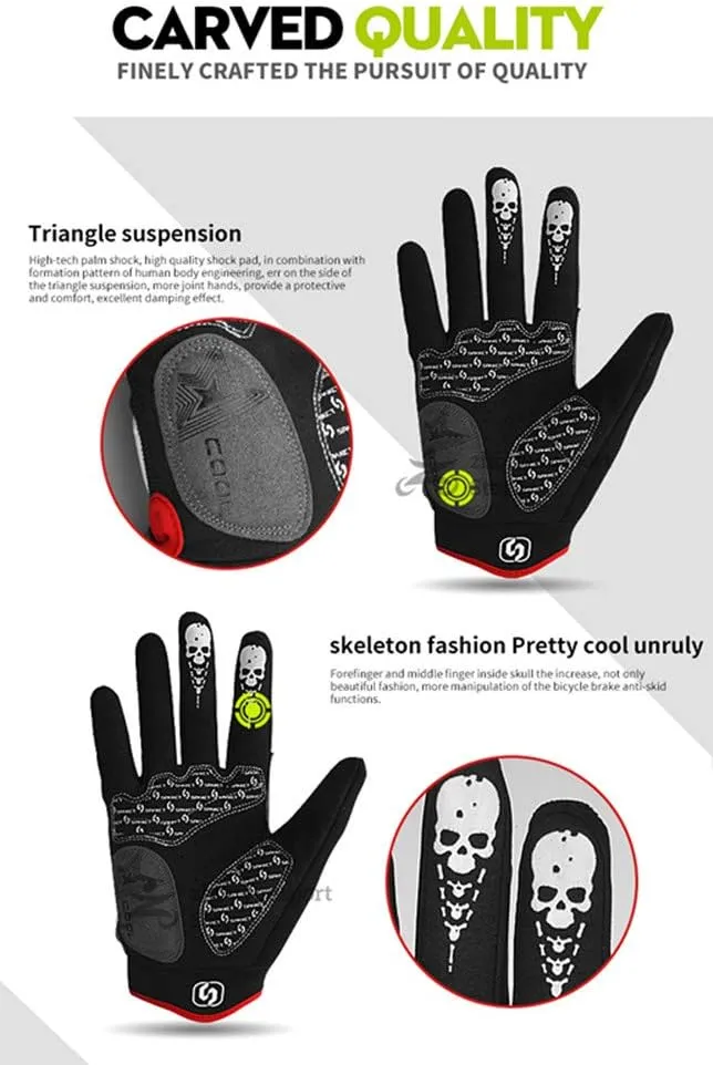 Cycling Gloves Mountain Bike Bicycle Gloves - Breathable Gel Pad Shock-Absorbing Anti-Slip MTB DH Road Racing Full Finger Gloves for Men Women Youth