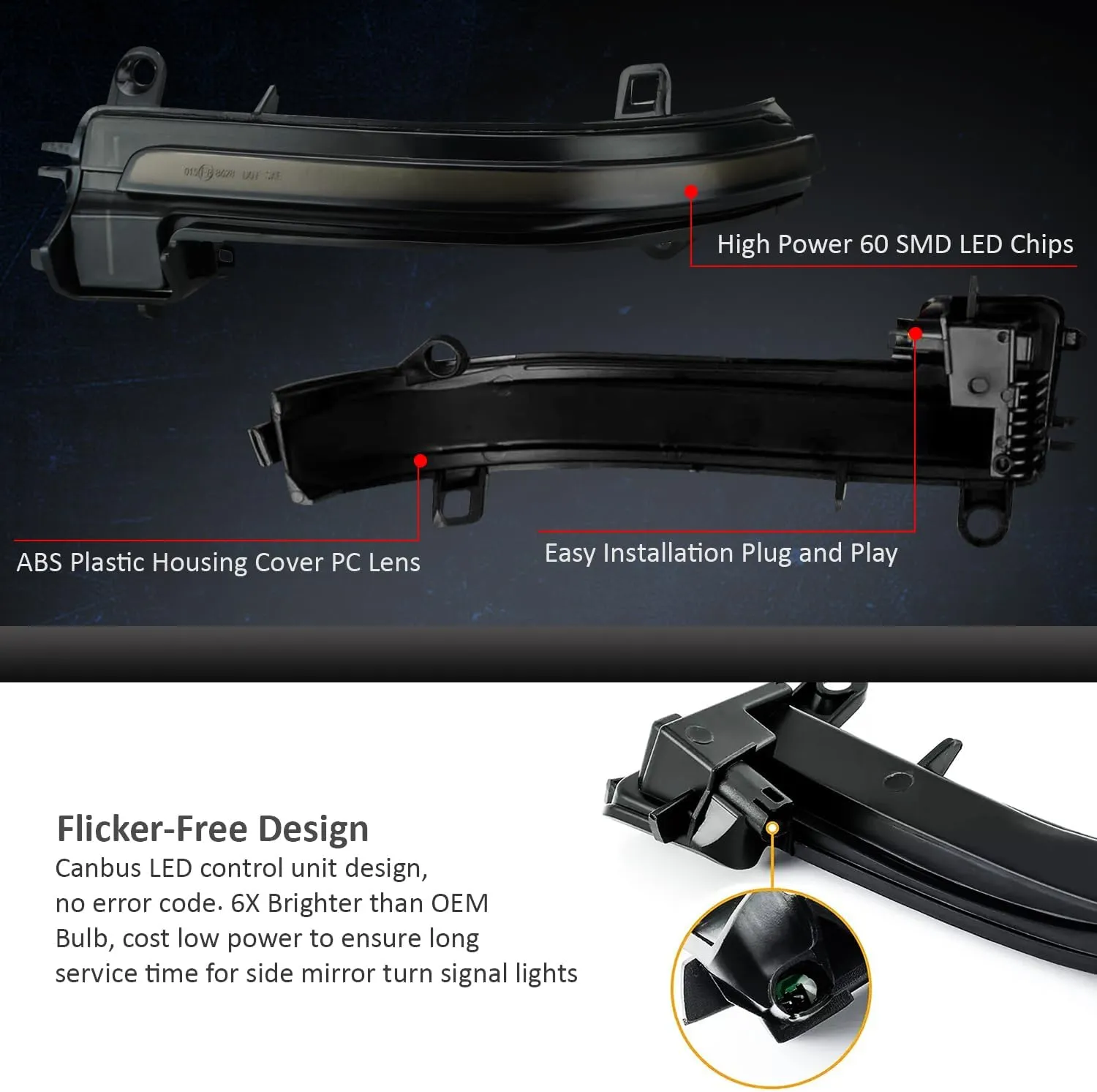 D-Lumina Dynamic LED Side Mirror Sequential Turn Signal Lights Smoked Lens for BMW 1 2 3 4 Series F20 F21 F22 F23 F87 F30 F31 F34 F35 F80 F32 F33 F36 X1 E84 i3, Side Marker Blinkers Mirror Light Lamp