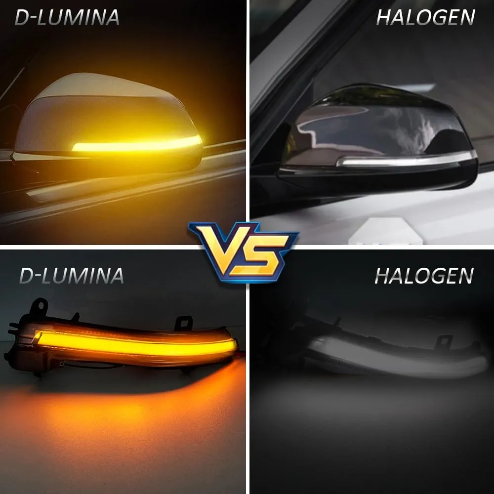 D-Lumina Dynamic LED Side Mirror Sequential Turn Signal Lights Smoked Lens for BMW 1 2 3 4 Series F20 F21 F22 F23 F87 F30 F31 F34 F35 F80 F32 F33 F36 X1 E84 i3, Side Marker Blinkers Mirror Light Lamp