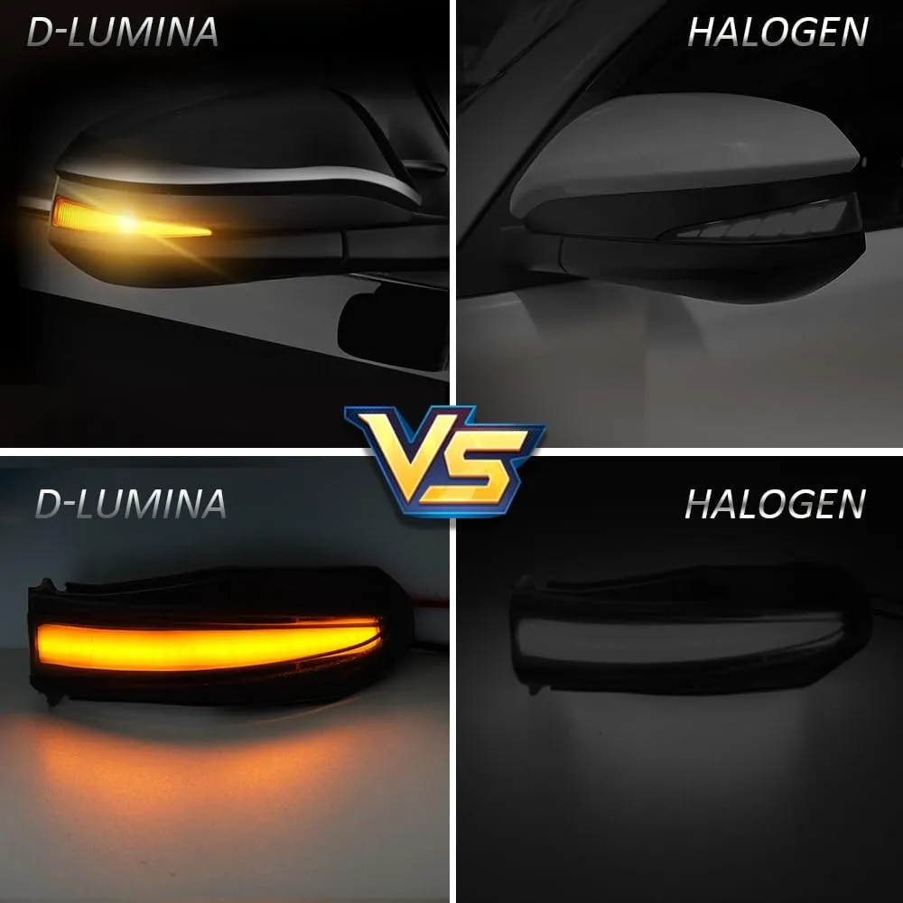 D-Lumina Sequential LED Side Mirror Turn Signal Lights Smoked Lens for 2014-2024 4Runner, 2014-2019 Highlander, 2013-2018 RAV4, 2015-2018 Noah, Dynamic Mirror Marker Light Indicator Lamp, Pack of 2