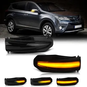 D-Lumina Sequential LED Side Mirror Turn Signal Lights Smoked Lens for 2014-2024 4Runner, 2014-2019 Highlander, 2013-2018 RAV4, 2015-2018 Noah, Dynamic Mirror Marker Light Indicator Lamp, Pack of 2