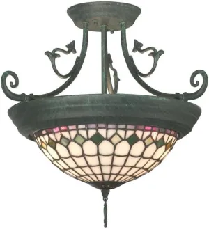 Dale Tiffany TH10962 Diamond Edge Tiffany Hanging Fixture, Antique Verde