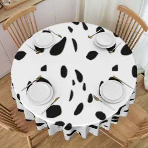 Dalmatian Print Flower Lace Tablecloth Round 60 Inches, Suitable for Wedding Banquets, Brunch Parties, Coffee Shop Dining Table Decoration