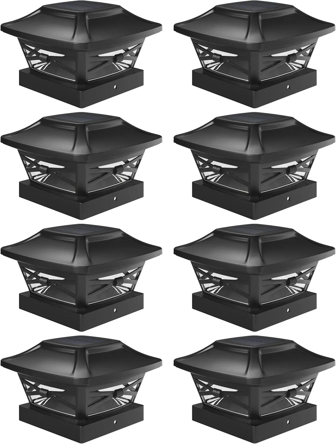 Davinci Lighting Renaissance Solar Outdoor Post Cap Lights - Includes Bases for 4x4 5x5 6x6 Posts - Bright LED Light - Slate Black (8 Pack)
