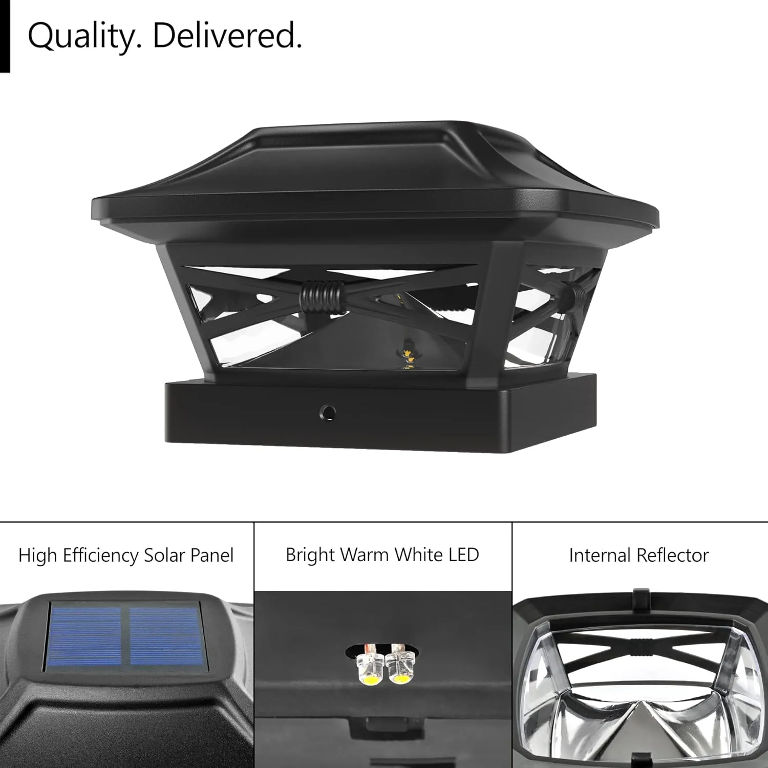 Davinci Lighting Renaissance Solar Outdoor Post Cap Lights - Includes Bases for 4x4 5x5 6x6 Posts - Bright LED Light - Slate Black (8 Pack)