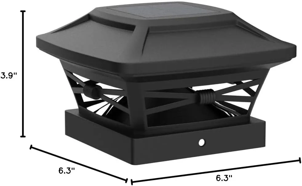 Davinci Lighting Renaissance Solar Outdoor Post Cap Lights - Includes Bases for 4x4 5x5 6x6 Posts - Bright LED Light - Slate Black (8 Pack)