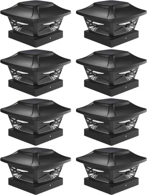 Davinci Lighting Renaissance Solar Outdoor Post Cap Lights - Includes Bases for 4x4 5x5 6x6 Posts - Bright LED Light - Slate Black (8 Pack)
