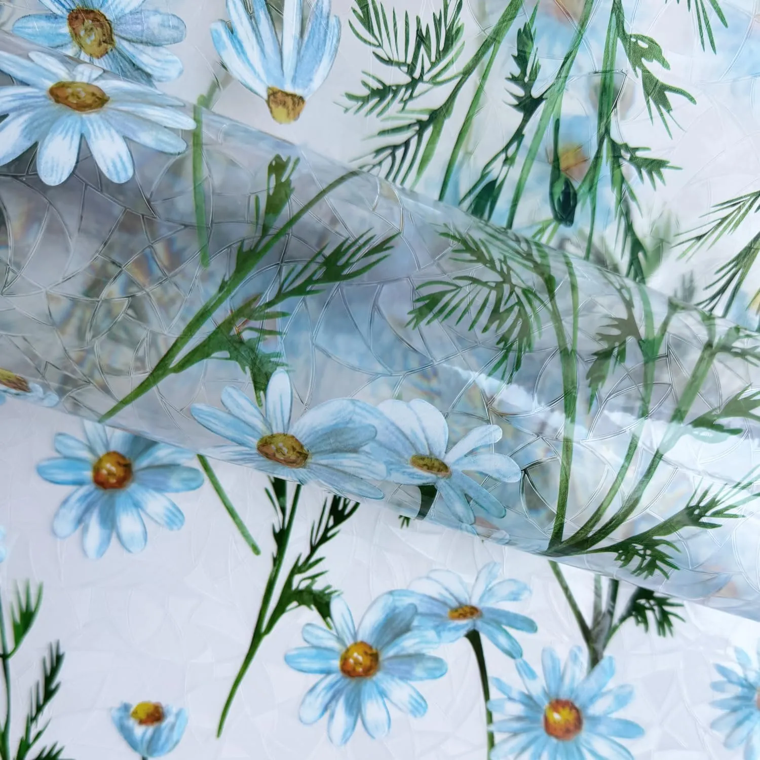 Decorative Window Privacy Film Stained Glass Film Rainbow Daisy Window clings Non-Adhesive Reusable UV Blocking Door Covering for Home and Office,35 inches by 78.7 inches