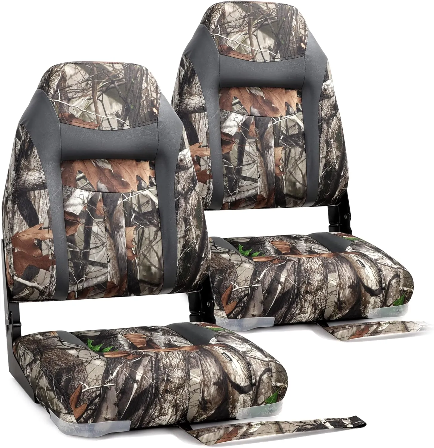 Deluxe Camo High Back Folding Fishing Boat Seat,Stainless Steel Screws Included