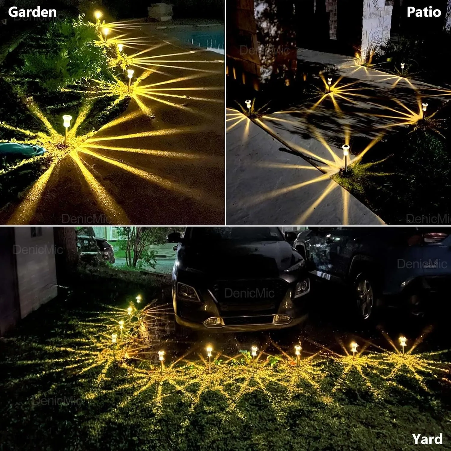 DenicMic Solar Lights Outdoor Pathway Lights 3000K LED Waterproof Acrylic Lamp Head Stainless Steel Stake for Yard Garden Landscape Path Walkway Driveway Patio Lawn (15Pack Warm White)