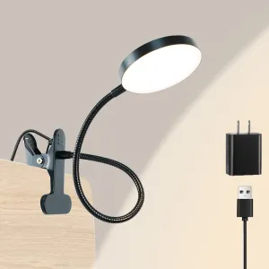 Desk Lamp, 8W 66 LED Reading Light for Bed, Eye Caring Metal Clip Lamp, 5 Color 10 Brightness Levels, Memory Function, Flexible Gooseneck, USB Powered, Includes 5V/2A UL Adapter