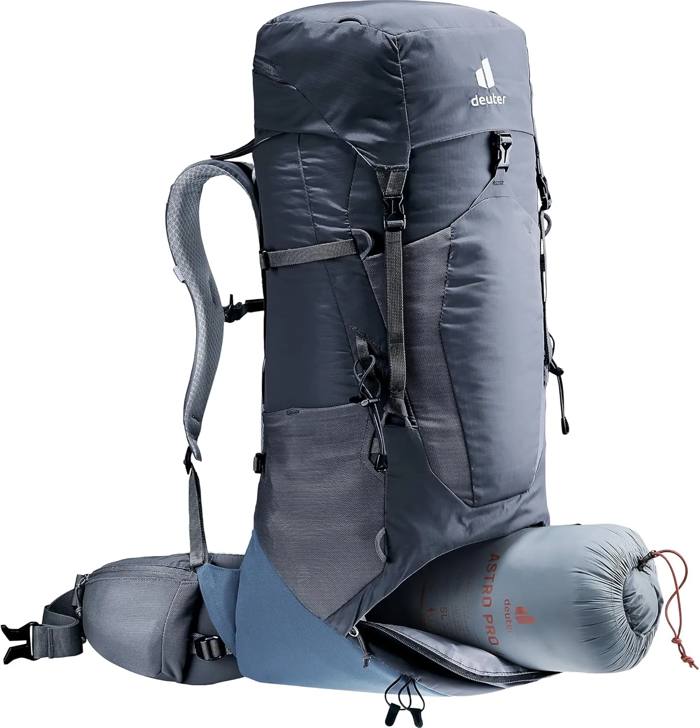Deuter Unisex Aircontact Lite 40   10 L, Lightweight Backpacking & Hiking Backpack for Men & Women, 40   10 Liters - Black-Marine