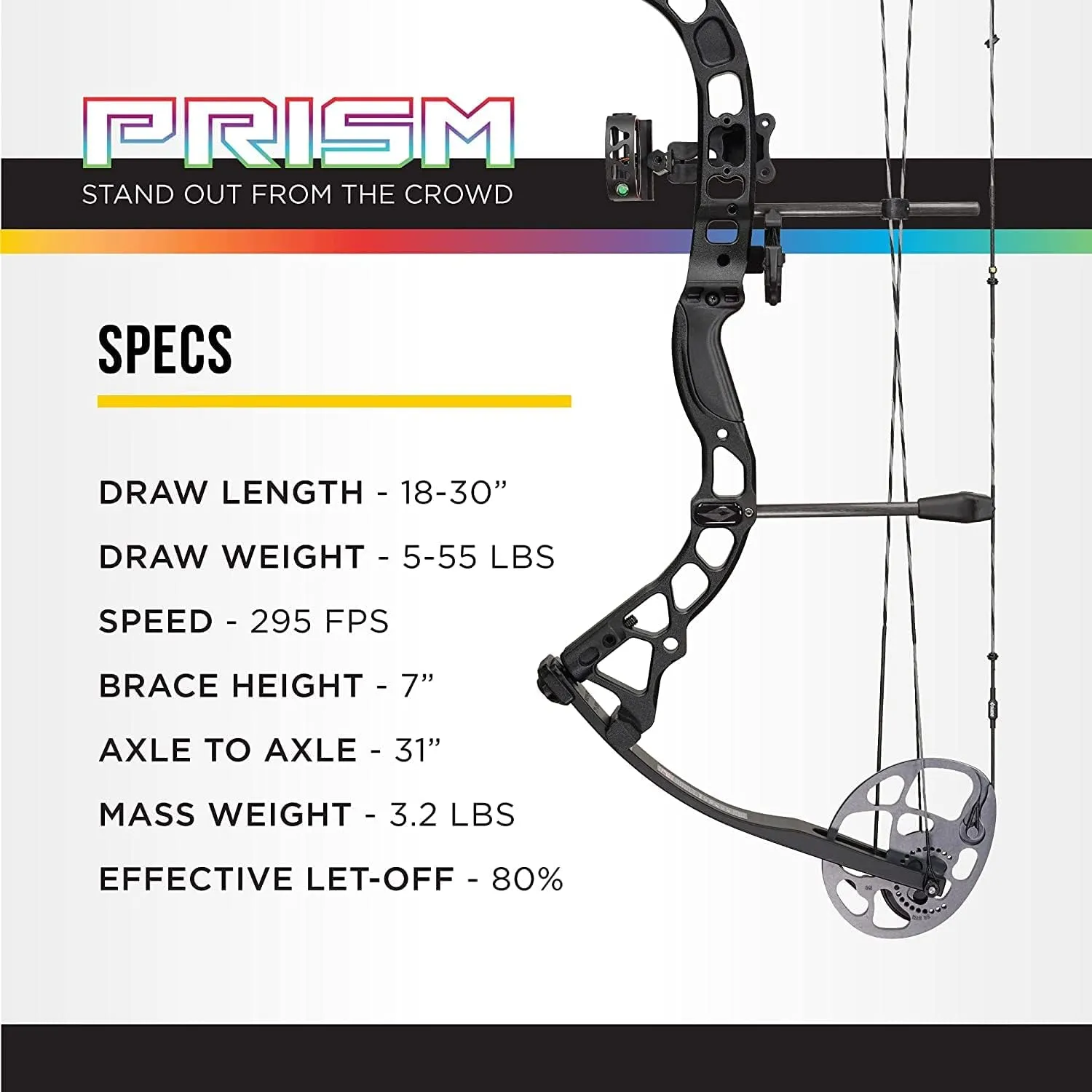 DIAMOND ARCHERY Prism Fully Equipped Adjustable Durable Compound Bow, 5-55 lbs