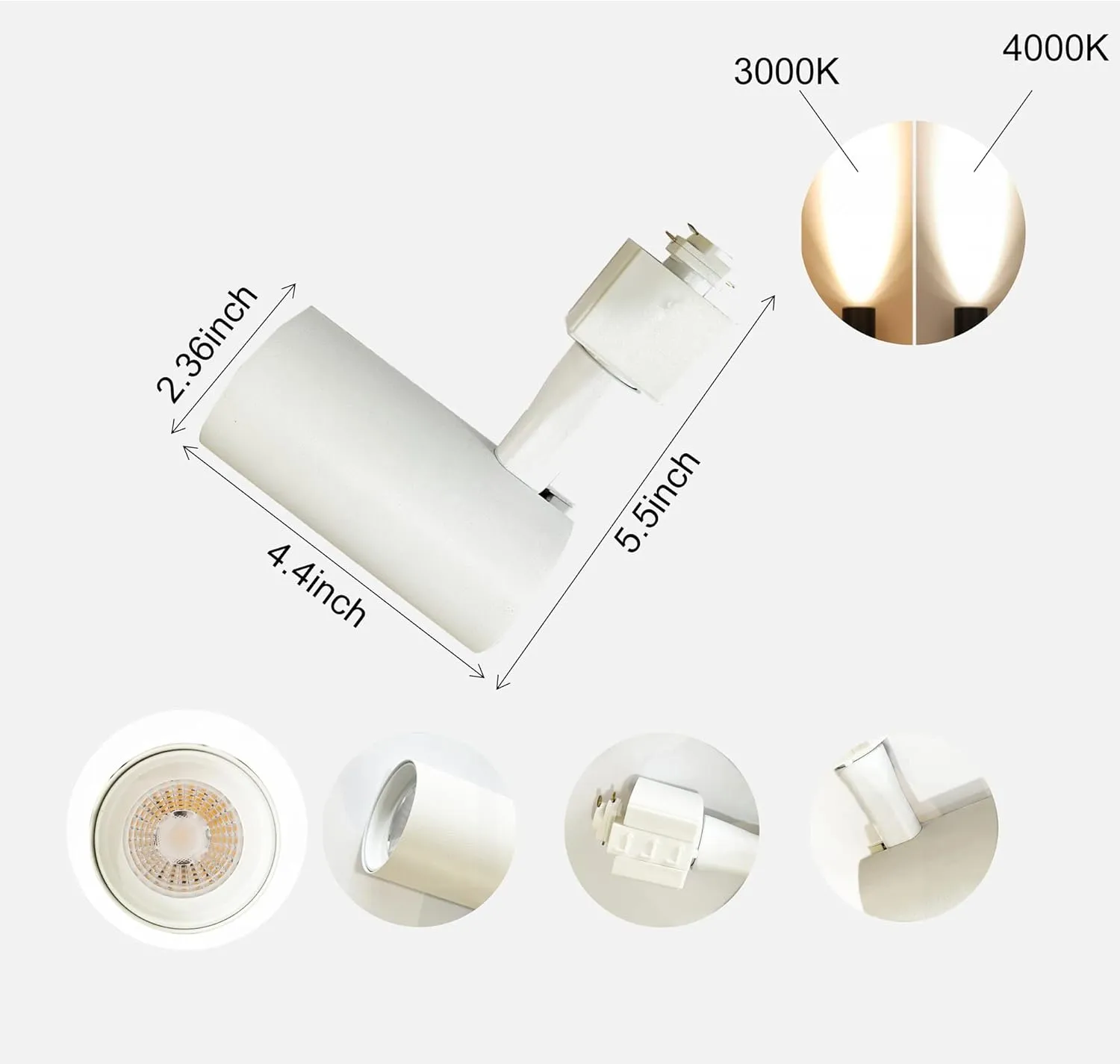DingZ 12W Dimmable LED Track Lighting Heads Compatible with Single Circuit H Type Track Lighting Rail Ceiling Spotlight for Accent Task Wall Art Exhibition Lighting 24° 4000K White Pack of 6