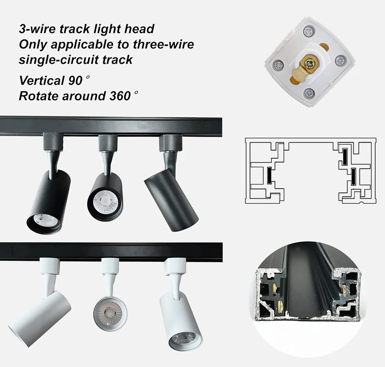 DingZ 12W Dimmable LED Track Lighting Heads Compatible with Single Circuit H Type Track Lighting Rail Ceiling Spotlight for Accent Task Wall Art Exhibition Lighting 24° 4000K White Pack of 6