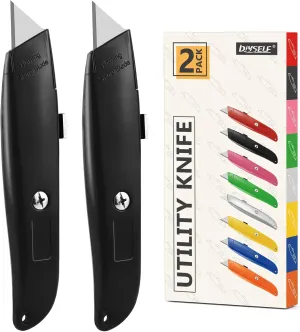 DIYSELF 30 Pack Box Cutter Heavy Duty Aluminium Shell Utility Knife | SK5 Steel Sharp Blade | Retractable Knife for Cutting Cartons Ropes and Cardboard | Home and Office Use (Black)