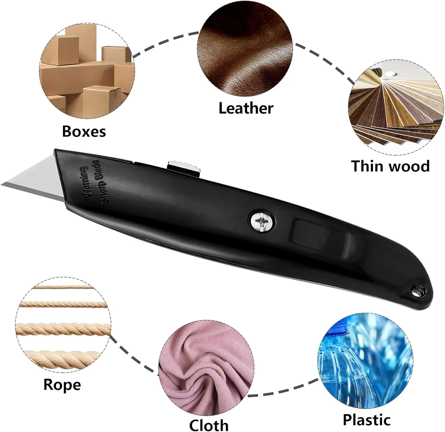 DIYSELF 30 Pack Box Cutter Heavy Duty Aluminium Shell Utility Knife | SK5 Steel Sharp Blade | Retractable Knife for Cutting Cartons Ropes and Cardboard | Home and Office Use (Black)