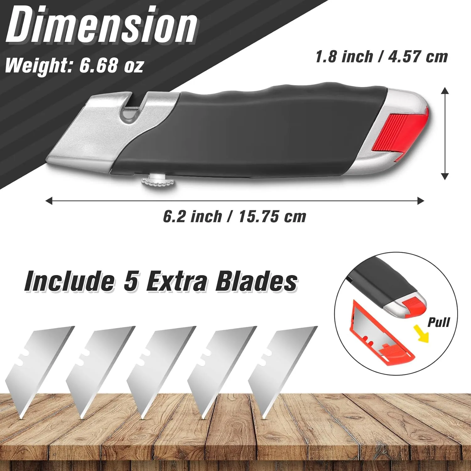 DIYSELF Premium Utility Knife, Retractable Box Cutter, Heavy Duty Razor Knife Set with Rubber Grip for Cutting Boxes, Cardboard, and Packaging (2-Pack)