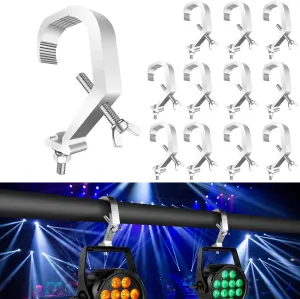 Dj Clamps for Lights 12 Pack, Czgor Stage Lighting Clamp Hanging Device Max.Load 90lb Aluminum Alloy Truss Stage Clips Used for Par Light Moving Head Beam Stage Lighting Accessories (38-58mm 90lb)