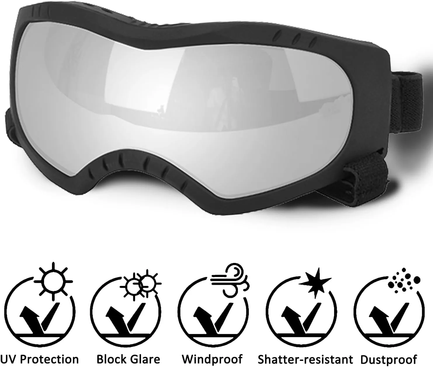Dog Sunglasses,Doggles Anti-UV Protection,Pet Sunglasses with Adjustable Strap,Suitable for Motorcycle Car Driving Bike Riding Hiking Swimming Wind Dust Fog Dog Eye Protection