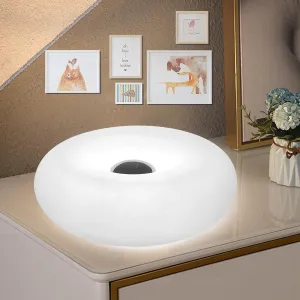 Donut Table Lamp,Creative White Donut Atmosphere Lamps with Plastic Shade,Retro-Modern Table Light,3-Color Dimmable Nightstand Lamp for Bedroom and Desk, Aesthetic Home Decor & Gifts (White)